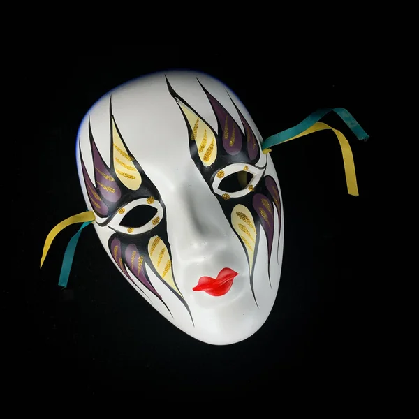 Venetian Retro Mask Isolated Black Background Carnival Antique Mask — Stock Photo, Image