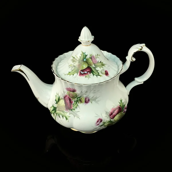 Antique Figured Teapot Hand Painting Retro Tea Set Floral Pattern — Stock Photo, Image