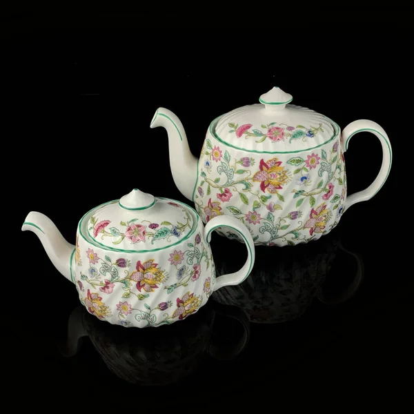 Antique Tea Set Hand Painting Retro Tea Set Floral Pattern — Stock Photo, Image