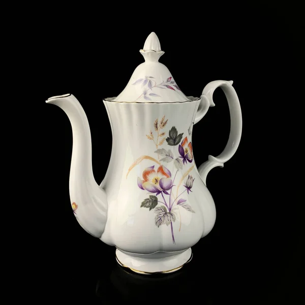 Antique Figured Teapot Hand Painting Retro Tea Set Floral Pattern — Stock Photo, Image