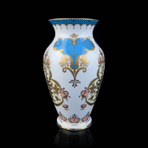 Antike Porzellanvase Auf Schwarzem Hintergrund Vase Aus Keramik Renaissance Stil — Stockfoto