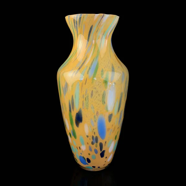 Antique Crystal Vase Black Isolated Background Vintage Glass Vase Abstract — Stock Photo, Image