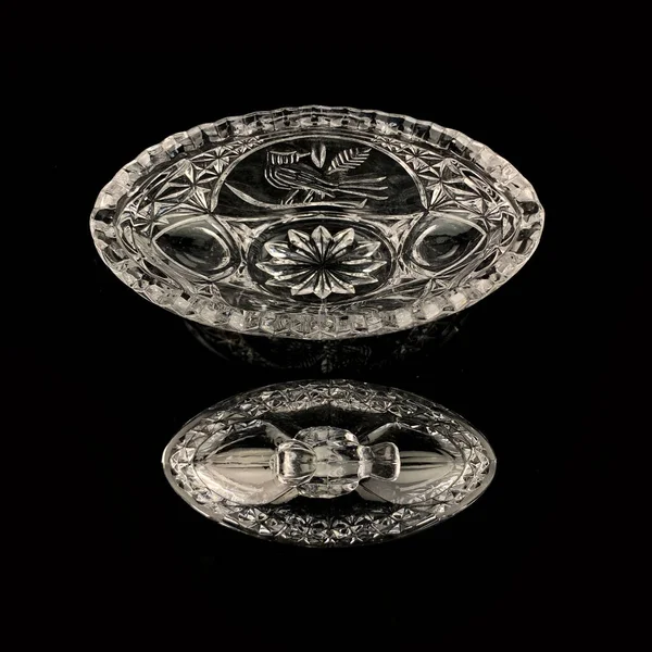 Antique Engraved Food Vessel Antique Vessel Geometric Pattern Black Isolated — стоковое фото