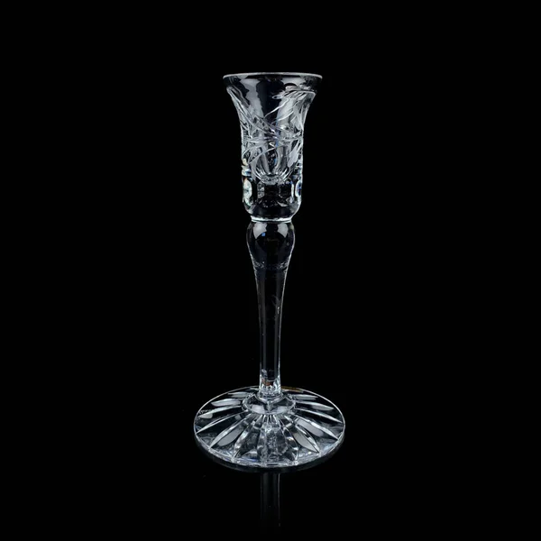 Antique Glass Candlestick Crystal Vintage Candlestick Black Isolated Background — Foto de Stock