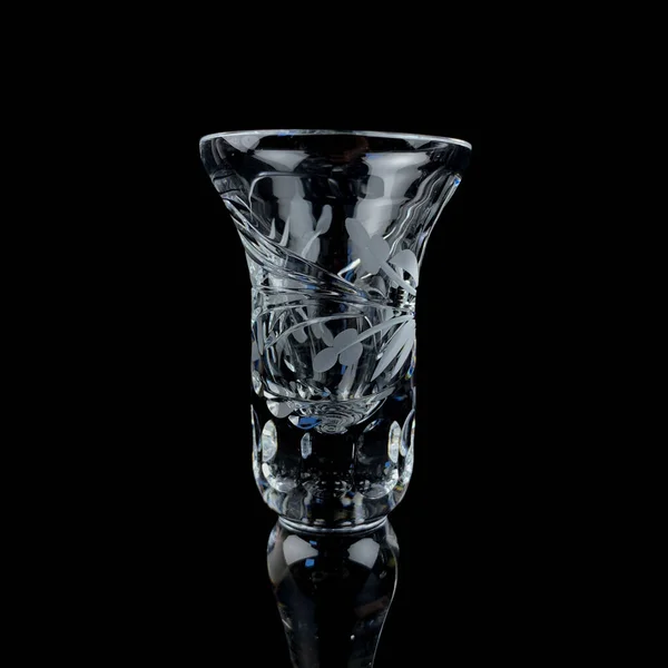 Antique Glass Candlestick Crystal Vintage Candlestick Black Isolated Background — Stock Photo, Image