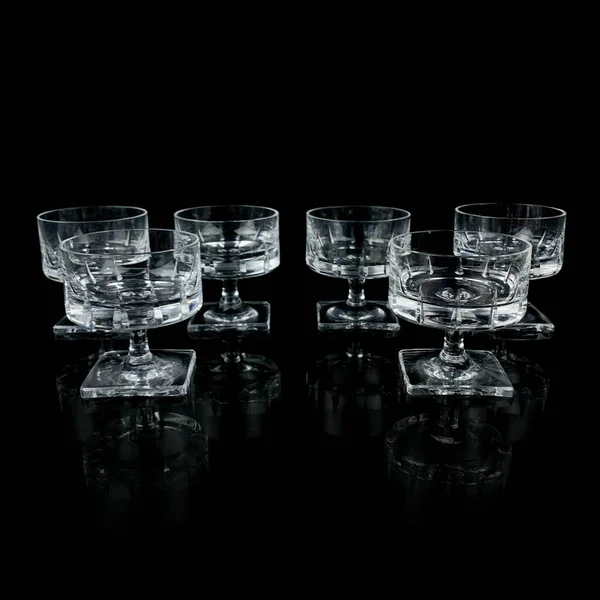 Set Crystal Antique Wine Glasses Vintage Glass Set Glasses Alcoholic — Foto de Stock