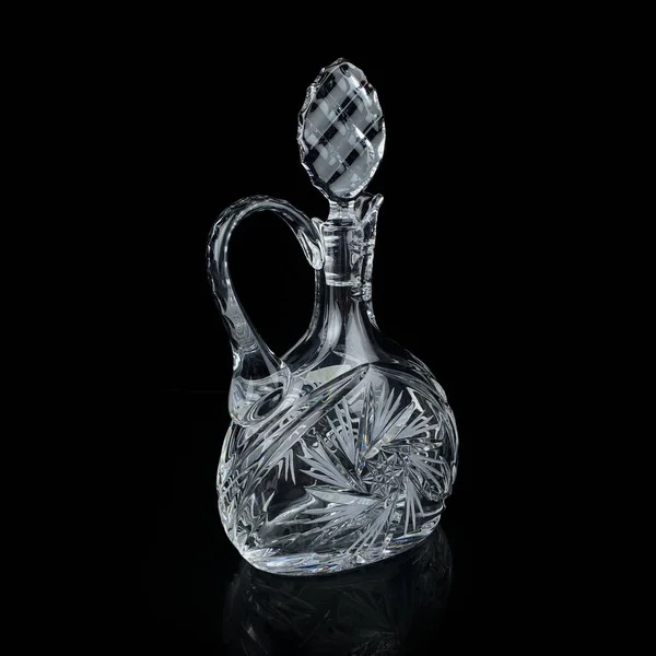 Antieke Glazen Decanter Met Geometrisch Patroon Retro Decanter Voor Alcohol — Stockfoto