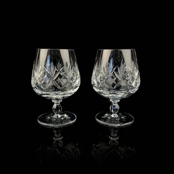 Set Crystal Antique Wine Glasses Vintage Glass Set Glasses Alcoholic —  Fotos de Stock
