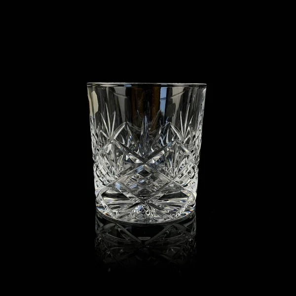 Antique Engraved Whiskey Glass Vintage Wine Glass Emblem Black Isolated — Fotografia de Stock