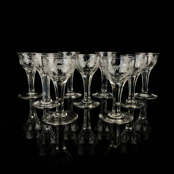 Set Crystal Antique Wine Glasses Vintage Glass Set Glasses Alcoholic — Foto Stock