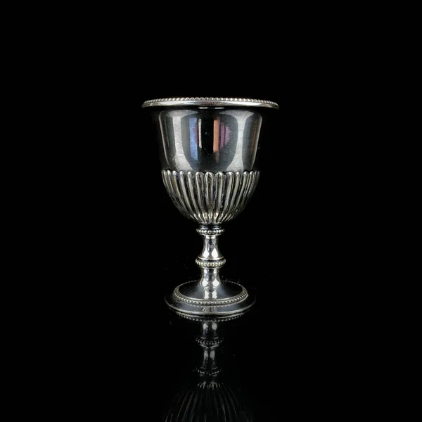 Antique Metal Glass Antique Silver Glass Alcoholic Beverages Engraved Silver — Foto de Stock