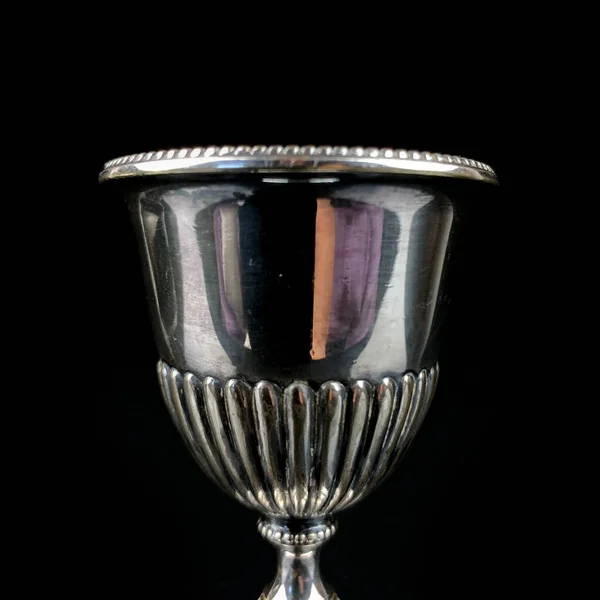 Antique Metal Glass Antique Silver Glass Alcoholic Beverages Engraved Silver — Foto de Stock