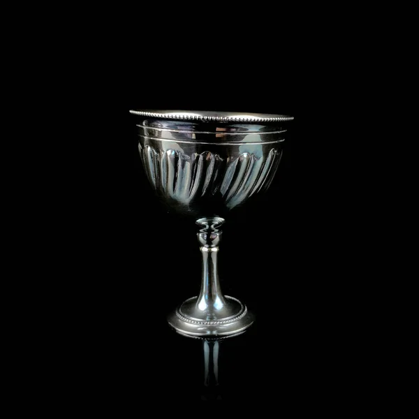 Antique Metal Glass Antique Silver Glass Alcoholic Beverages Engraved Silver — Stockfoto