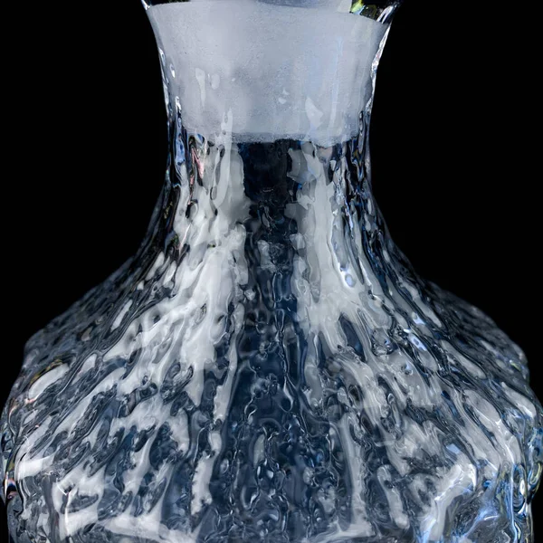 Decantador Cristal Antigo Com Gravura Decantador Vintage Para Bebidas Alcoólicas — Fotografia de Stock
