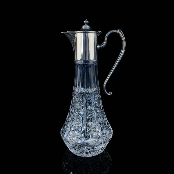 Decantador Cristal Antigo Com Pescoço Prata Vintage Bebida Decanter Fundo — Fotografia de Stock