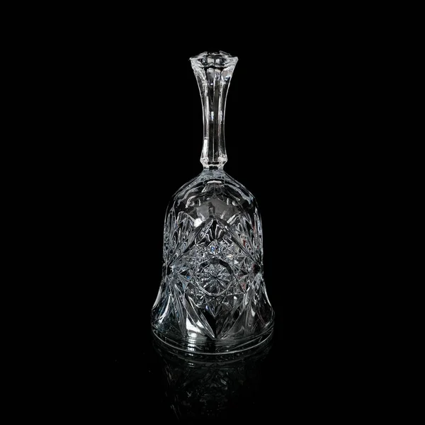 Antieke Kristallen Bel Vintage Glas Feestelijke Bel Zwart Geïsoleerde Achtergrond — Stockfoto