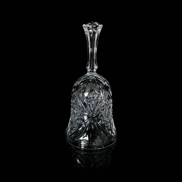 Antieke Kristallen Bel Vintage Glas Feestelijke Bel Zwart Geïsoleerde Achtergrond — Stockfoto
