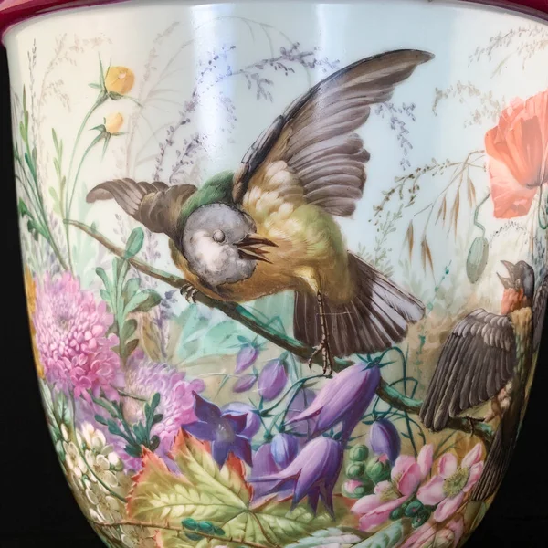 Malerisches Muster Für Die Entkoppelung Malerei Mit Blumen Und Vögeln — Stockfoto