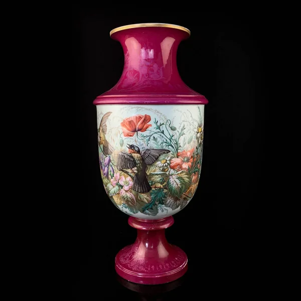 Antike Keramikvase Mit Malerischem Muster Vase Mit Malerei Auf Schwarzem — Stockfoto