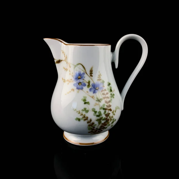 Antique Milk Jug Floral Pattern Retro Vessel Milk Coffee Service — Stock Photo, Image