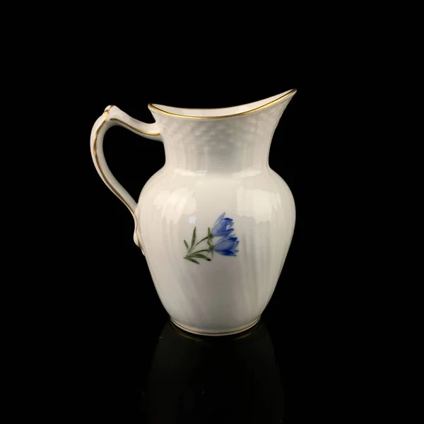 Antike Milchkanne Mit Floralem Muster Retro Gefäß Für Milch Kaffee — Stockfoto