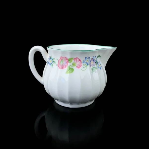 Çiçek Desenli Antika Süt Testisi Süt Için Retro Kap Kahve — Stok fotoğraf