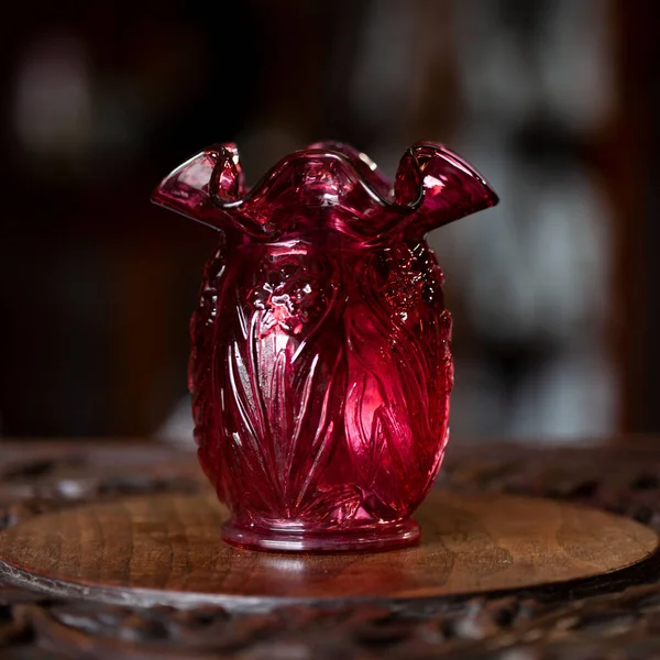 Antique Red Glass Flower Vase Interior Vase Flowers Luxury Interior — Stockfoto