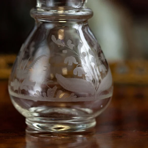 Antique Transparent Glass Vase Luxury Interior Crystal Vase Engraving Glass — Stockfoto