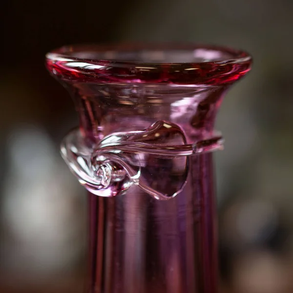 Antique Red Glass Flower Vase Interior Figured Vase Close Macro — Stock Photo, Image