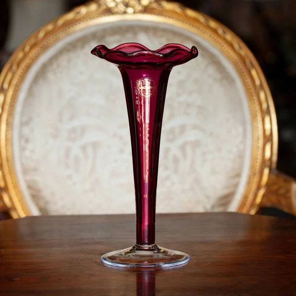 Antique Red Glass Flower Vase Interior Vase Flowers Luxury Interior — Photo