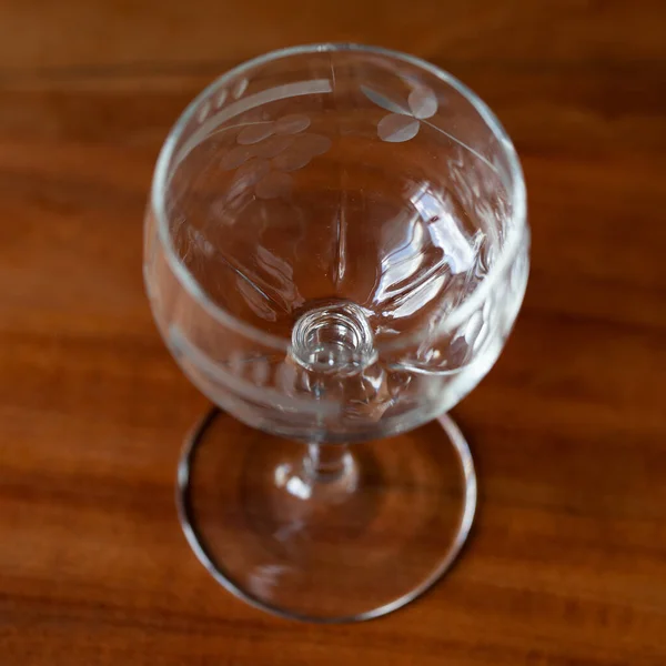 Antieke Transparante Glazen Set Wijnglazen Luxe Interieur Kristalglas Met Gravure — Stockfoto