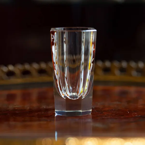 Orange Glass Wineglass Luxury Interior Orange Wine Glass Close Bohemian — Photo