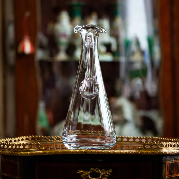Glass Antique Decanter Luxury Interior Crystal Clear Wine Decanter Bohemian — стоковое фото