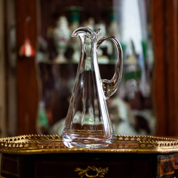 Glass Antique Decanter Luxury Interior Crystal Clear Wine Decanter Bohemian — Φωτογραφία Αρχείου