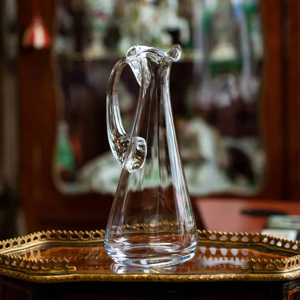 Glass Antique Decanter Luxury Interior Crystal Clear Wine Decanter Bohemian — Stock fotografie