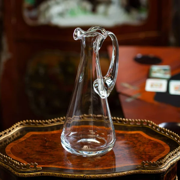 Glass Antique Decanter Luxury Interior Crystal Clear Wine Decanter Bohemian — 图库照片