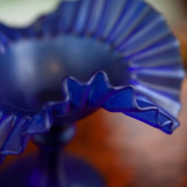 Blue Candy Bowl Luxury Interior Crystal Kontsentnitsa Unusual Shape Bohemian — Stockfoto