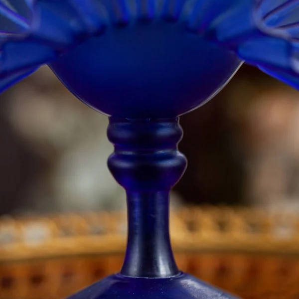 Blue Candy Bowl Luxury Interior Crystal Kontsentnitsa Unusual Shape Bohemian — Stockfoto
