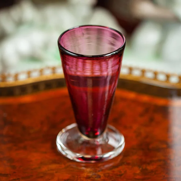 Glass Red Mug Luxury Interior Crystal Cup Unusual Handmade Bohemian — Photo