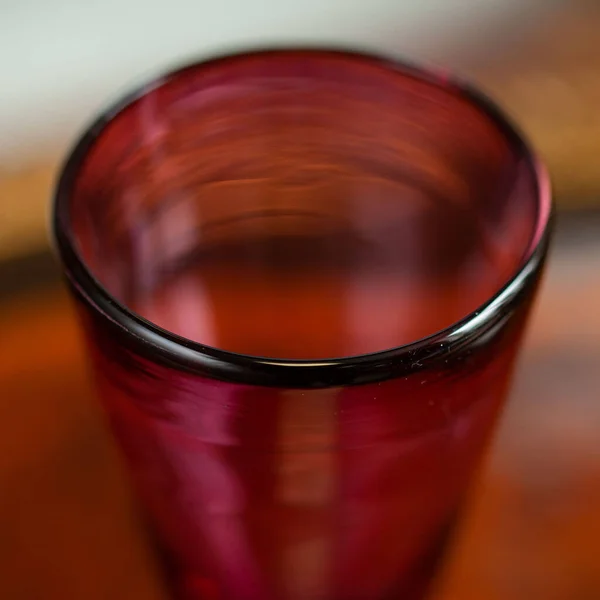 Glass Red Mug Luxury Interior Crystal Cup Unusual Handmade Bohemian — Stockfoto