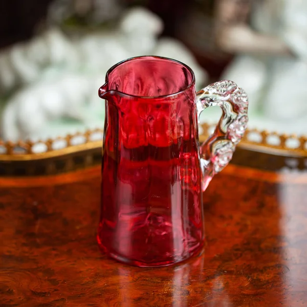 Glass Red Mug Luxury Interior Crystal Cup Unusual Handmade Bohemian — 图库照片