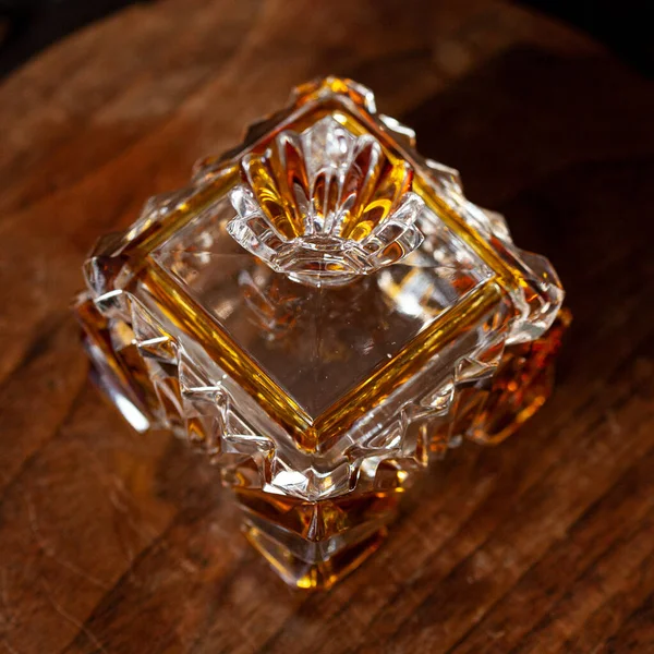 Vintage Glass Ornate Shape Jewelry Box Vintage Glass Jewelry Box — Stock Photo, Image