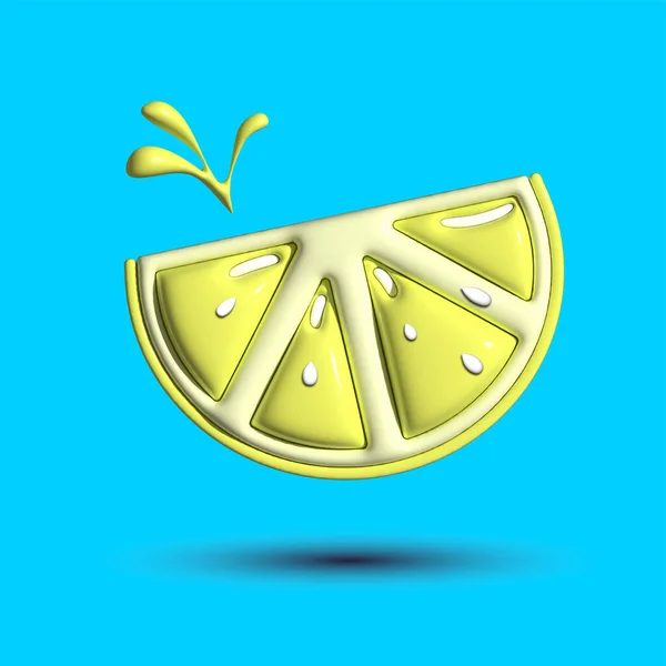 Render Realistic Lemon Slice Different Types Minimalism Cartoon Style Design — 图库照片