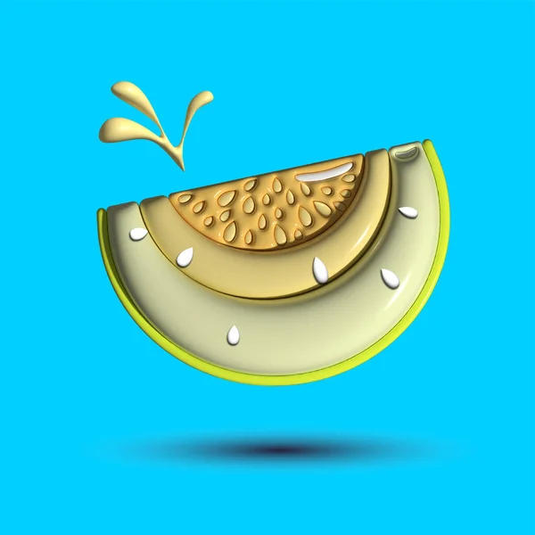 Render Realistic Melon Slice Different Types Minimalism Cartoon Style Design — 图库照片