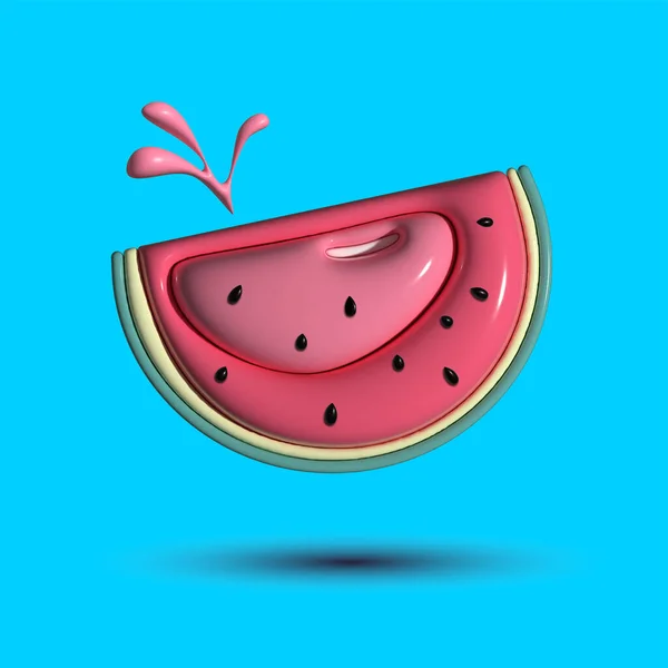 Render Realistic Watermelon Slice Different Types Minimalism Cartoon Style Design — Stock Photo, Image