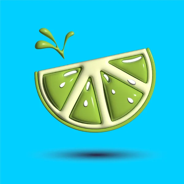 Render Realistic Lime Slice Different Types Minimalism Cartoon Style Design — 图库照片