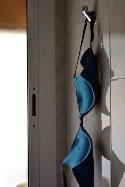 Sujetador colgando en la pared del baño —  Fotos de Stock