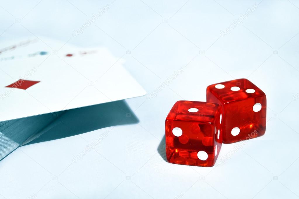 Dice with playing cards