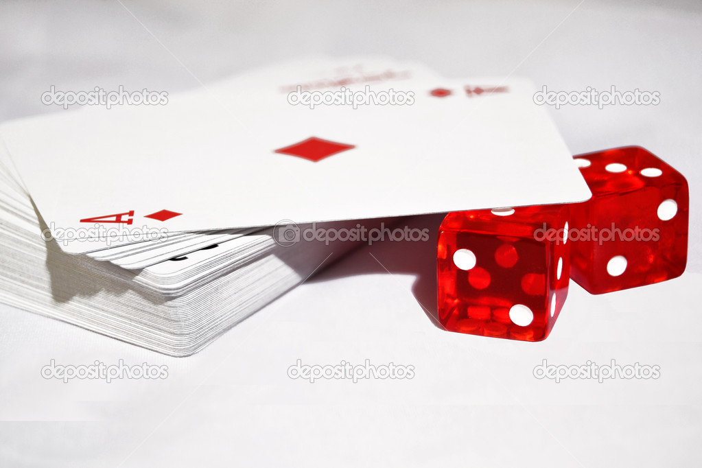 Dice with playing cards