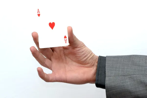 Businessman showing ace — Stock Photo, Image